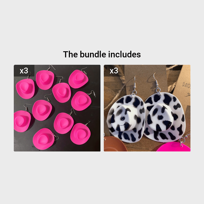 1 Pair Whimsical Disco Cowboy Hat Shaped Dangle Earrings - Drop & Dangle Novelty Jewelry with Funny Party Accessories for Girls and Women - Unique Gift Idea for Birthday, Christmas, or Any Celebration