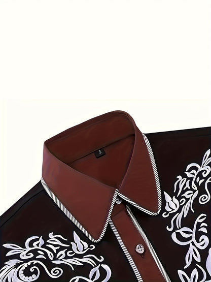 Chemise brodée à manches longues style cowboy western chic - Mélange de coton doux, design élégant, style décontracté pour les vacances de printemps et d'automne - Chemise homme pour activités de plein air, voyages et loisirs