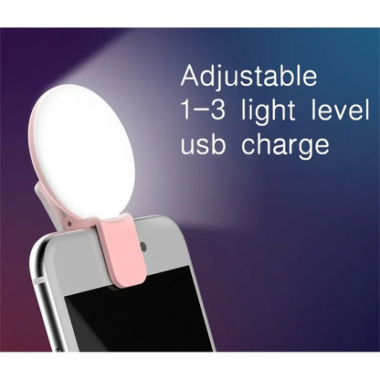Mini Selfie anneau lumineux Portable lampe à LED USB charge photographie pince anneau lumineux universel téléphone Portable vidéo en direct lampe de beauté