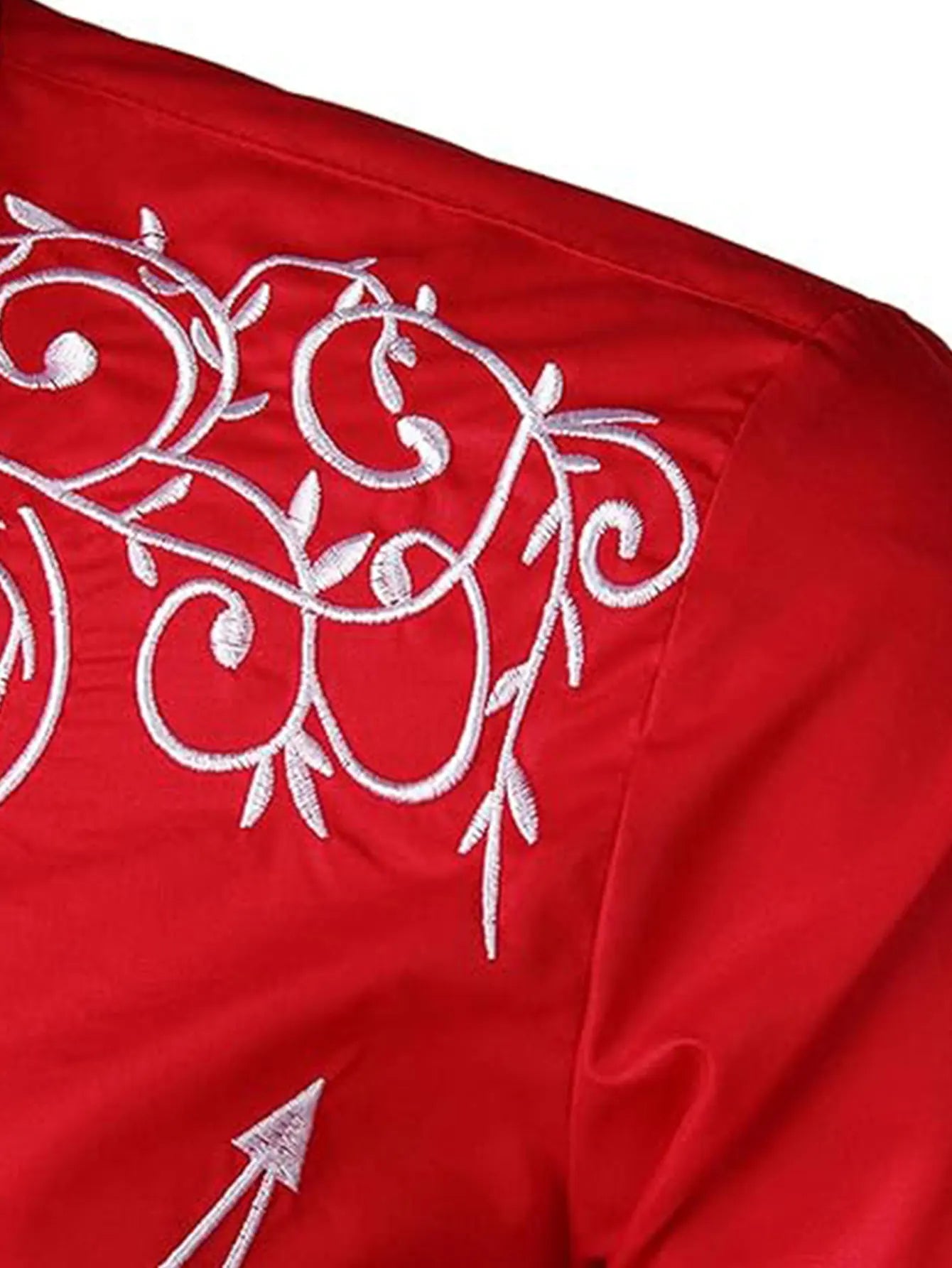 Fashion Embroidered Shirt American Western Style Shirt Western Denim Embroidered Solid color Embroidered Long-sleeved Shirt