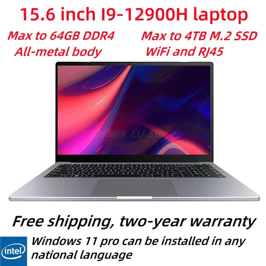 15,6 inch Intel Core i9-12900H pulgadas ordenador portátil Windows 11 Po 2 * DDR4 2 * M.2 SSD Ultrabook WIFI5 BT