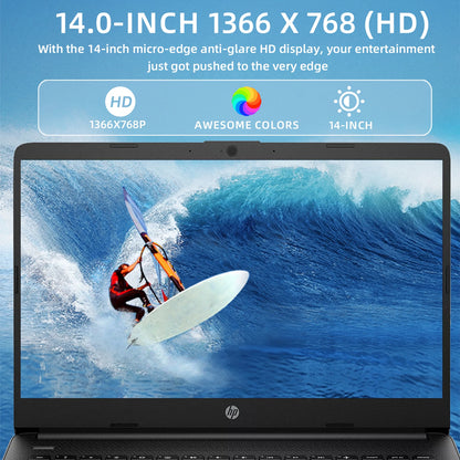 HP Newest 14" Business Laptop,Intel Celeron N4120,Up to16GB RAM,384GB Storage(128GB eMMC+256GB Micro SD),1Year Office 365,Silver