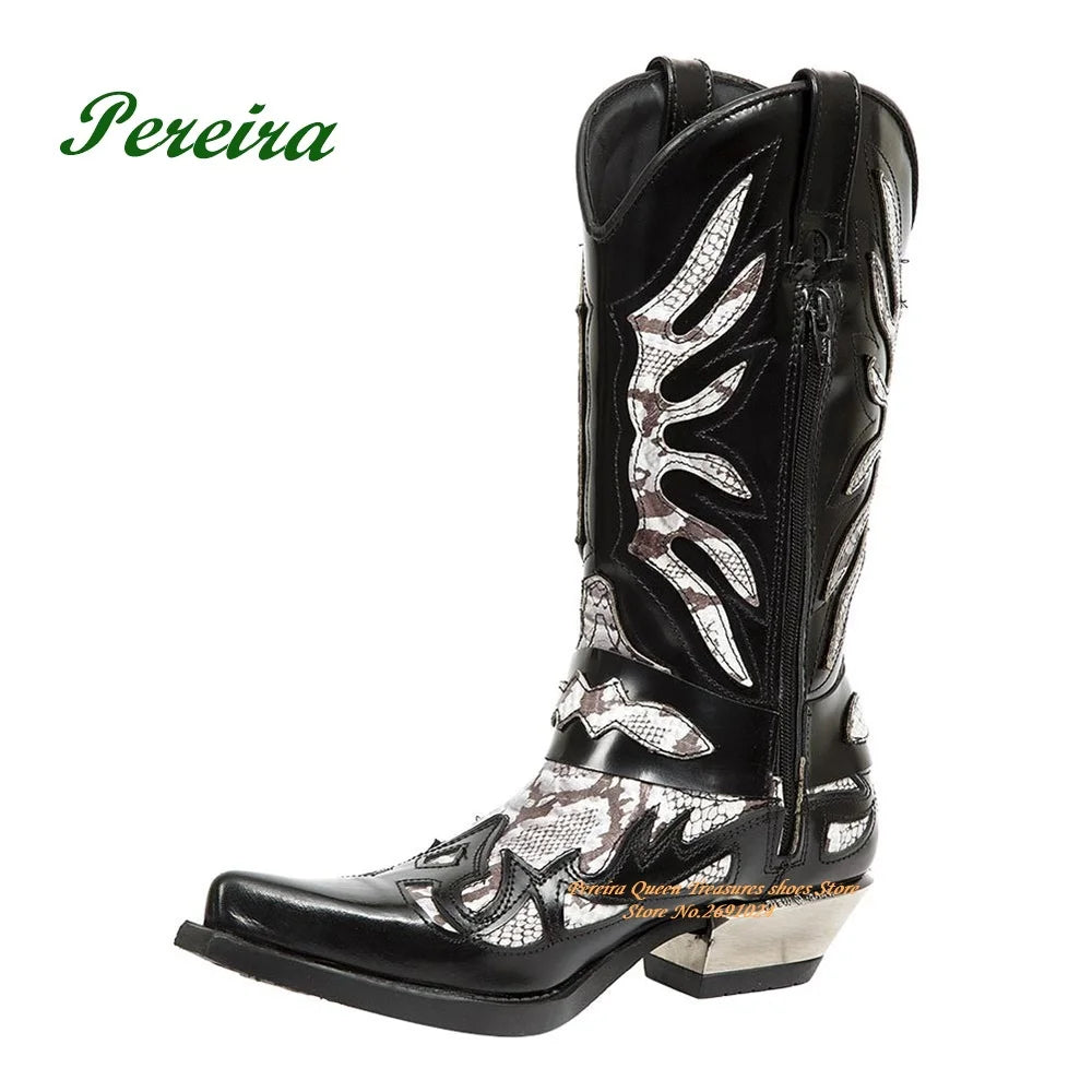 Fire-like Gladiator Men Boots Round Toe Knee High Boots Chelsea Boots Patchwork Slip On 2023 New Casual Shoes Leather Party