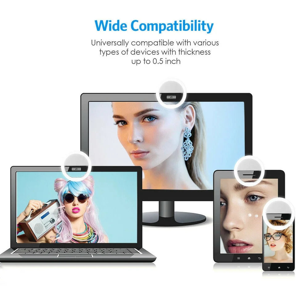 USB Charge LED Selfie remplissage lumière LED Selfie anneau lumière téléphone portable diffusion en direct vidéo LED Selfie anneau lampe pour tous les smartphones