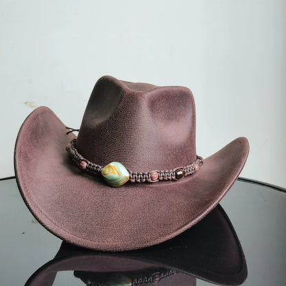 Faux Leather Western Cowboy Hats Men Women retro cowboy hats big brim cowgirl hat knight hat men chapeau ковбойская