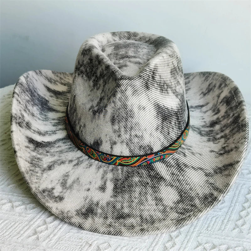 Faux Leather Western Cowboy Hats Men Women retro cowboy hats big brim cowgirl hat knight hat men chapeau ковбойская