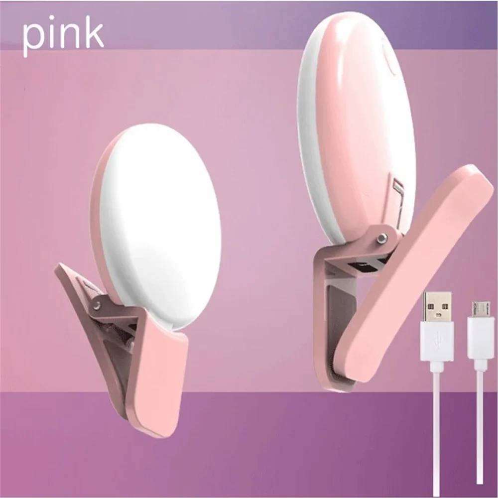 Mini Selfie anneau lumineux Portable lampe à LED USB charge photographie pince anneau lumineux universel téléphone Portable vidéo en direct lampe de beauté