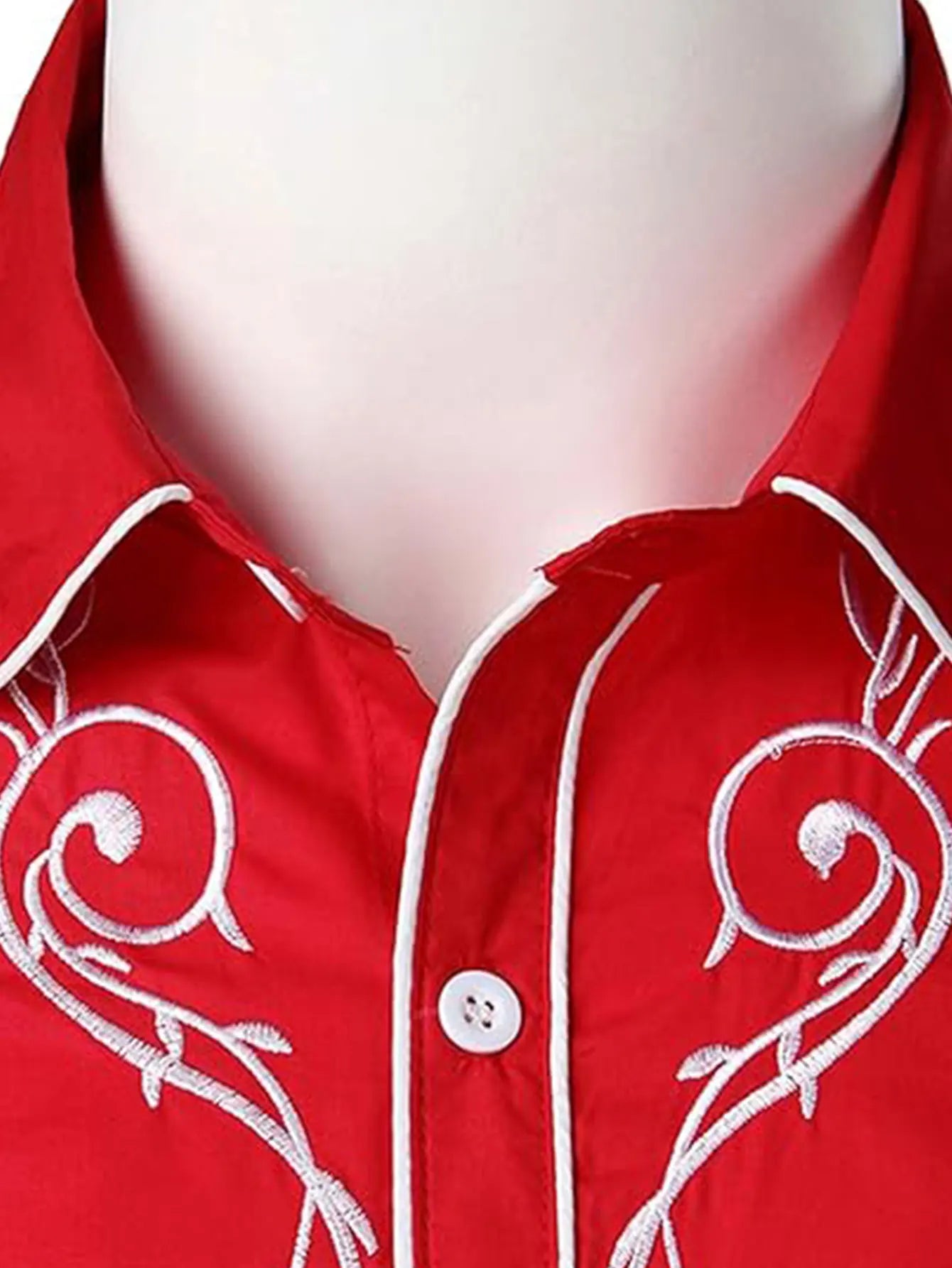 Fashion Embroidered Shirt American Western Style Shirt Western Denim Embroidered Solid color Embroidered Long-sleeved Shirt