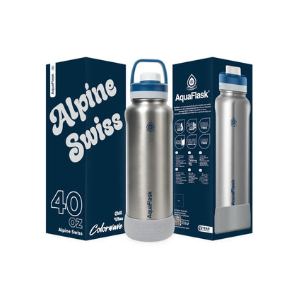 AquaFlask Colorwave 40oz Tumbler – Double Wall Stainless Steel, Keeps Drinks Hot & Cold, Leak-Proof