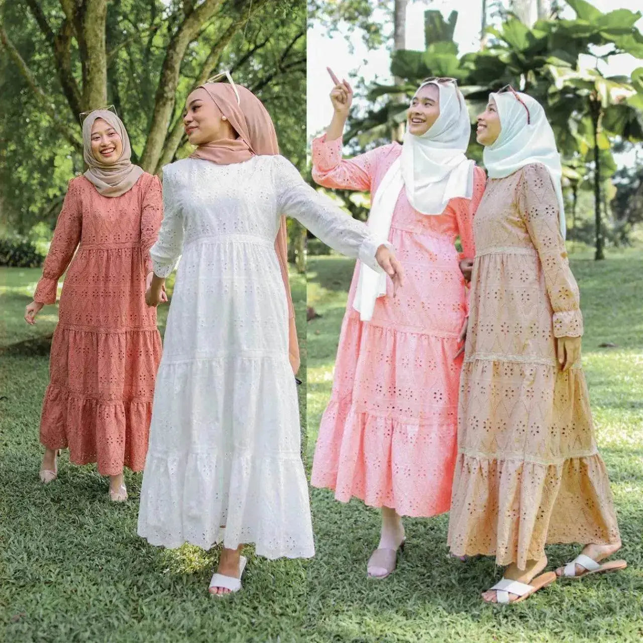 Arab  Malaysia Indonesia Hollow Lace Dress