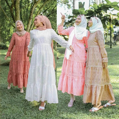 Arab  Malaysia Indonesia Hollow Lace Dress