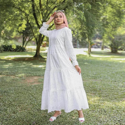 Arab  Malaysia Indonesia Hollow Lace Dress