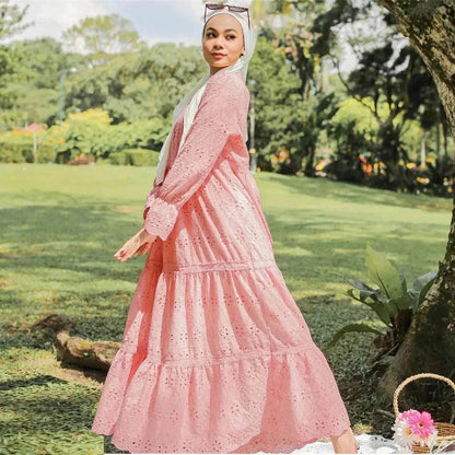 Arab  Malaysia Indonesia Hollow Lace Dress