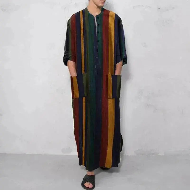 Arab Striped Printed Arab  Men's Robe