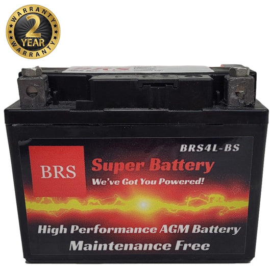 High Performance BRS4L-BS 12v Sealed AGM PowerSport 2 Year Warranty