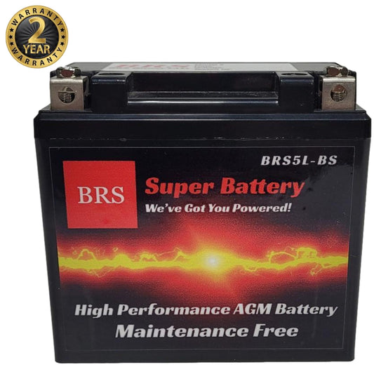 High Performance BRS5L-BS 12v Sealed AGM PowerSport 2 Year Warranty