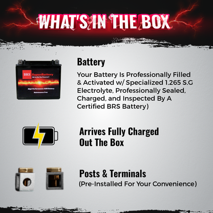 High Performance BRS14AHL-BS 2 Year Warranty & Smart Charger / Maintainer Combo Bundle Kit  12v Sealed AGM PowerSports Battery