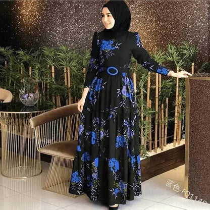 Fashion Floral Long Sleeve dress for Middle East Arab Dubai Turkey ArabWomen