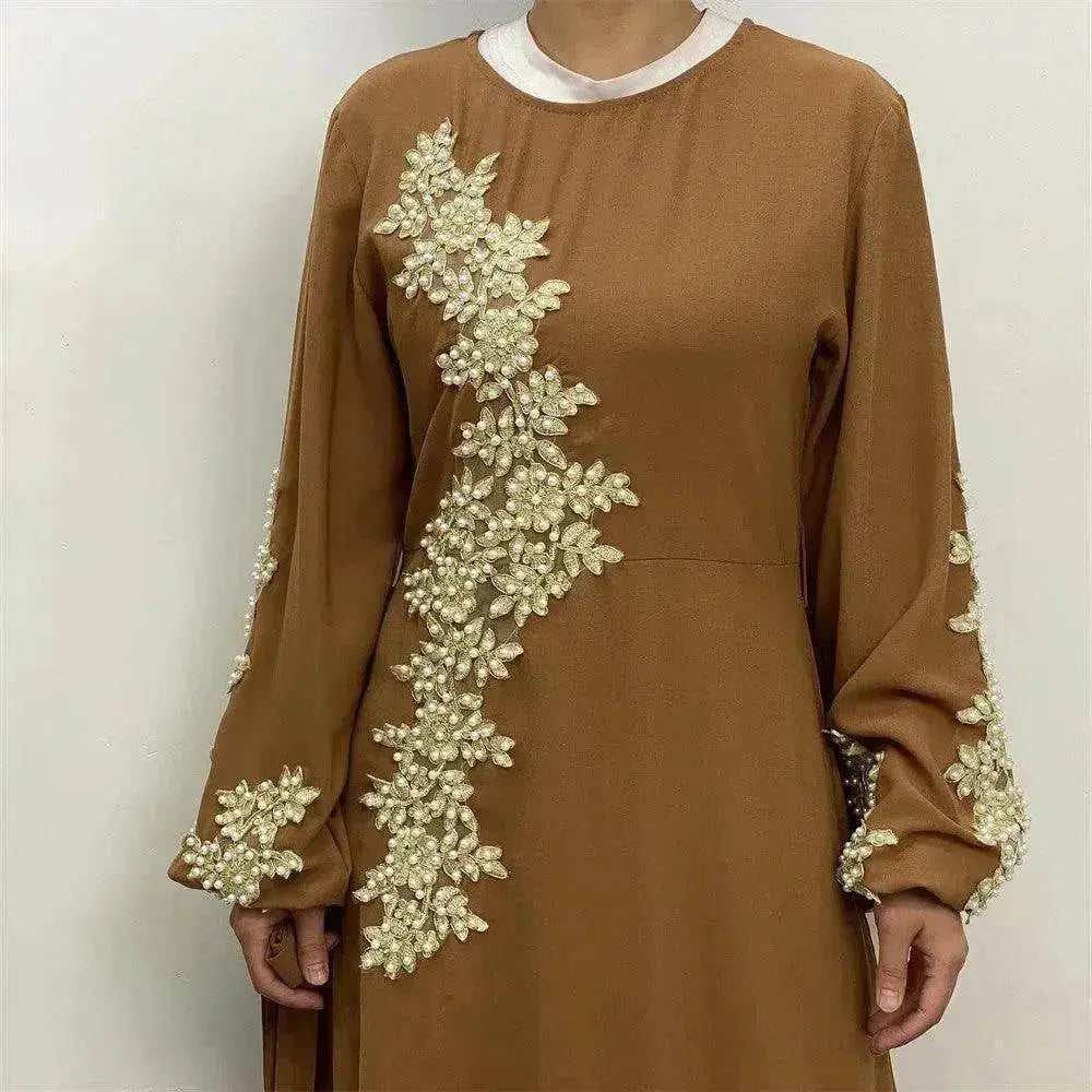 Fashion Lace Beaded Arab  Dress Women