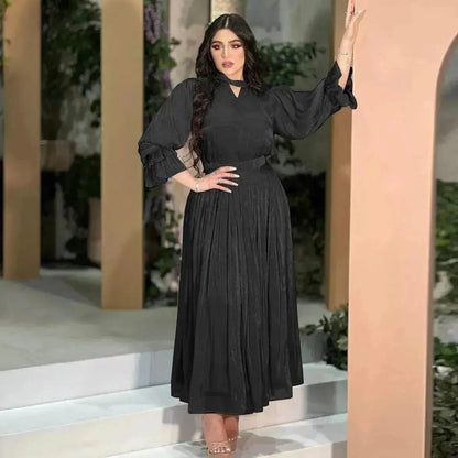 Fashionable Arab  Women's Bright Silk Satin Dress