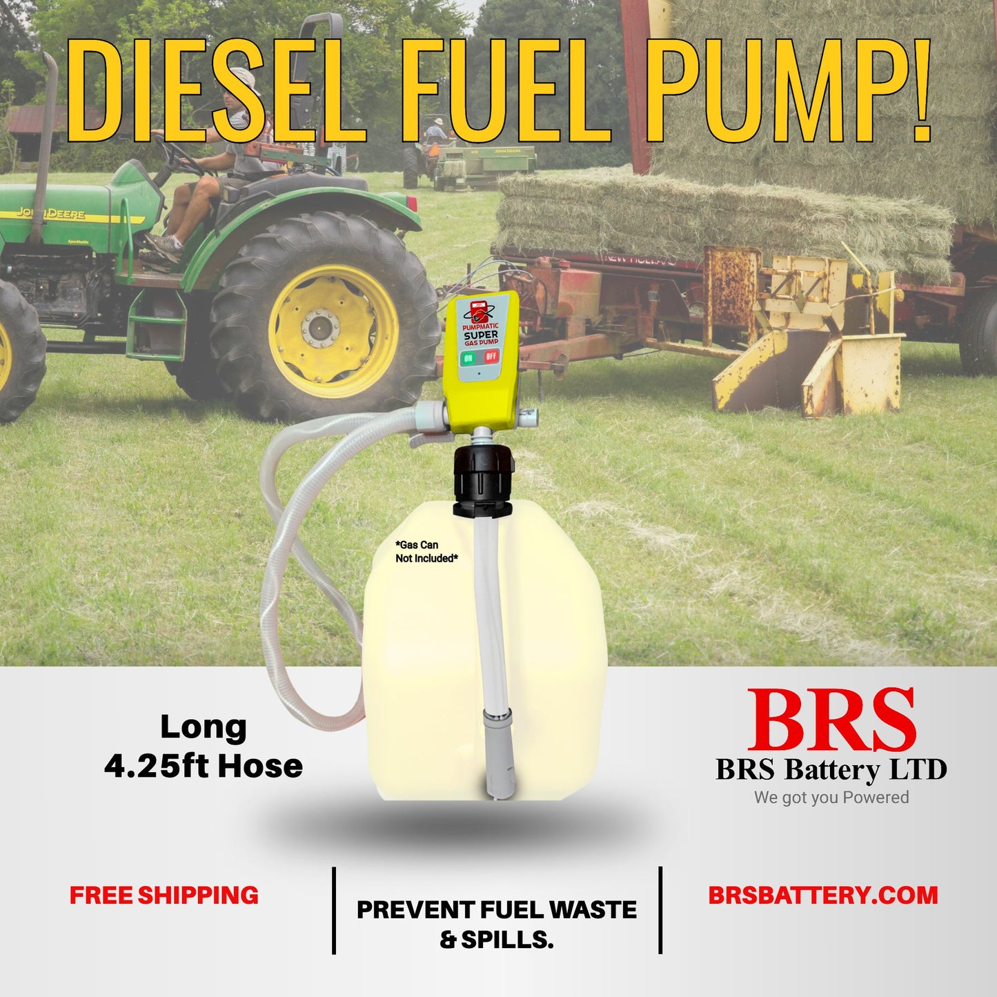 Diesel PumpMatic Super Gas Pump Fuel Transfer Pump + 3 Power Sources w/ 4.25ft Hose Siphon