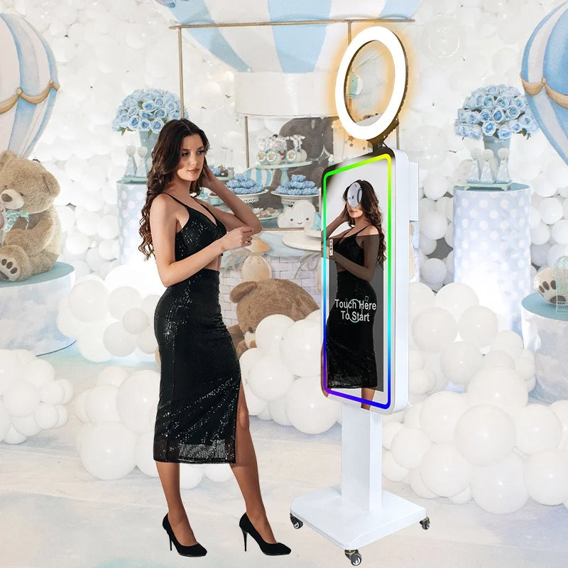 Mirror Photo Booth Install Camera with 21.5 Inch Touch Screen PC Digital DSLR Photo Booth Party Selfie Mirror Photo Booth