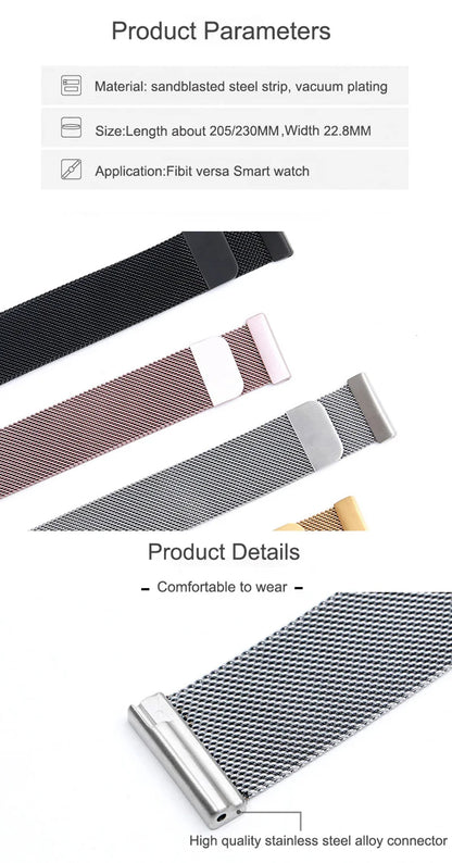 Metal Strap For Fitbit Versa 2 3 4 Lite Sense Band Wrist Milanese Sense 2 Replacement Magnetic Loop Bracelet Fit Bit Watchband