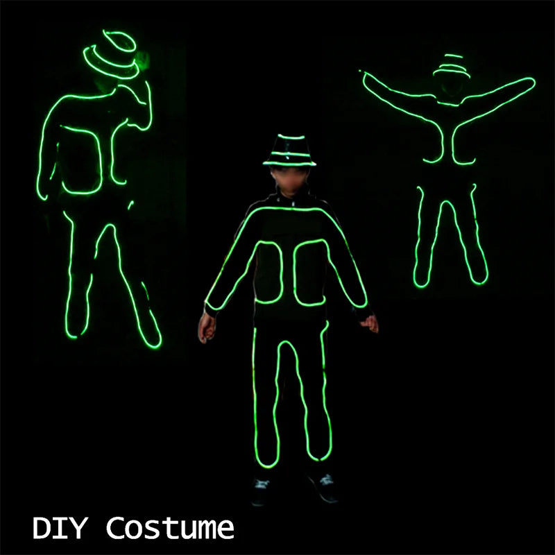 EL Suits New Fashion LED/EL Clothes Luminous Costumes Glow Dance Supplies Light Clothing Men For Holiday DIY Decoration Hot Sale