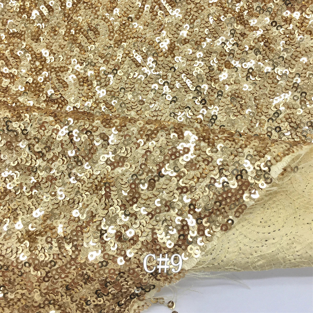 High Quality RX258 Wholesale 3mm 13colors White Color Matt High Density Sequin Satin Based Embroidery Fabric
