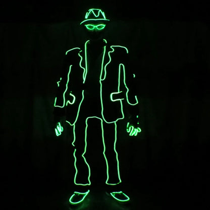 EL Suits New Fashion LED/EL Clothes Luminous Costumes Glow Dance Supplies Light Clothing Men For Holiday DIY Decoration Hot Sale