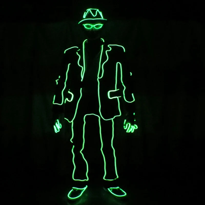 EL Suits New Fashion LED/EL Clothes Luminous Costumes Glow Dance Supplies Light Clothing Men For Holiday DIY Decoration Hot Sale