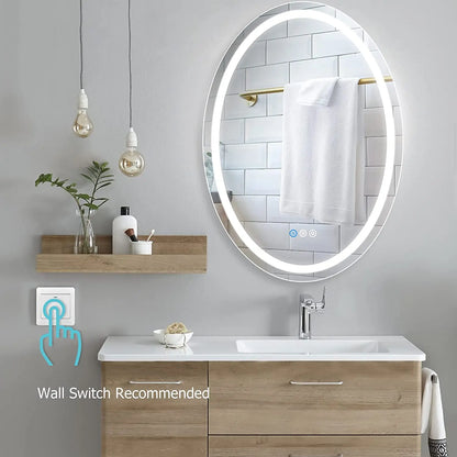 Modern LED Smart Mirror Wall-Mounted Anti-Fog Illumination with Sensor Touch Switch Convenient Use for Home Living Room Salon