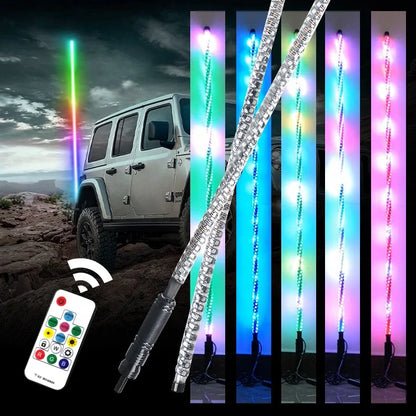 Remote Control Antenna RGB 360 Degree Spiral 1.5m 5ft LED Whip Lights for ATV UTV 4WD