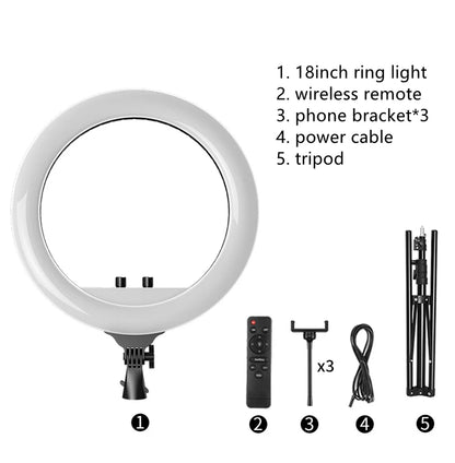 18-Inch Wheel Ring Light with Phone Holder Stand Remote Controller & Carrying Bag 1 Piece Photographic Lighting Excellent Value