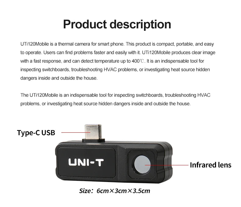 UNI-T UTi120 Мобильный UTI120MS USB Инфракрасный Тепловизор Мобильные Телефоны Термографическая Камера Имиджер Камера ДляРемонта