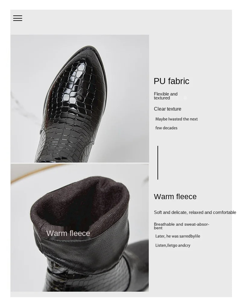 Botas De Mujer Western Cowboy Boots for Women PU Leather Chelsea Boots High Heels Gothic Platform Shoes Big Size 46 47 48 307-1