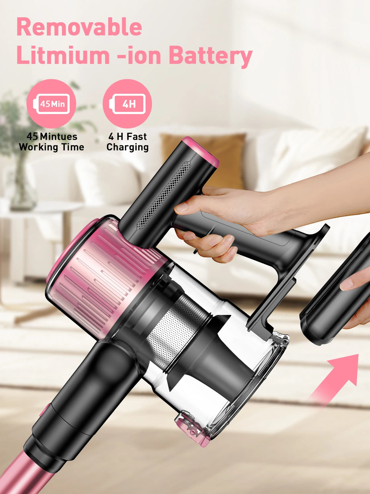 New Cordless Deep Cleaning Vacuum Cleaner Wireless Stick Vacuum for Dryer Vent for Home Hotels Cars Garage Application Battery