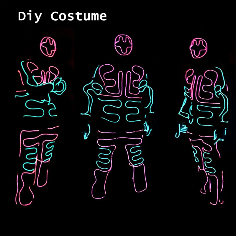 EL Suits New Fashion LED/EL Clothes Luminous Costumes Glow Dance Supplies Light Clothing Men For Holiday DIY Decoration Hot Sale
