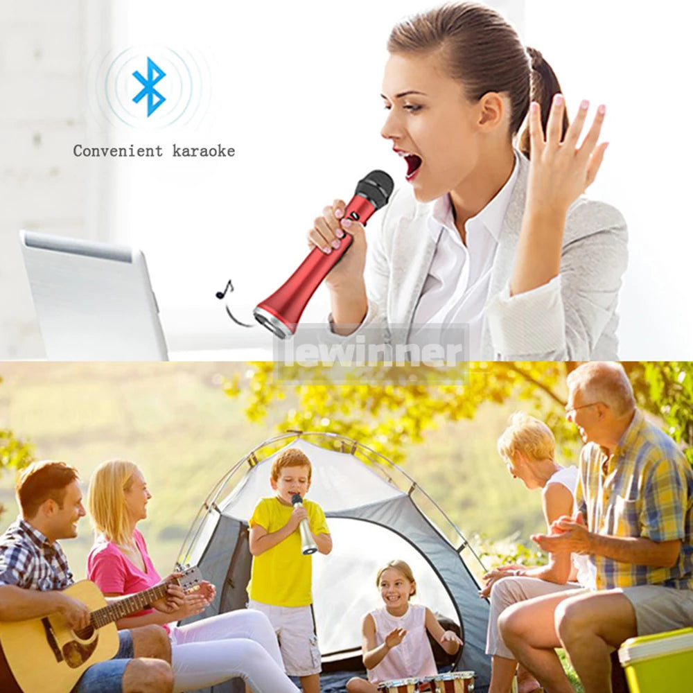 Lewinner L-698 Wireless Karaoke Microphone Bluetooth Speaker 2in1 Handheld Sing & Recording Portable KTV Player for iOS/Android