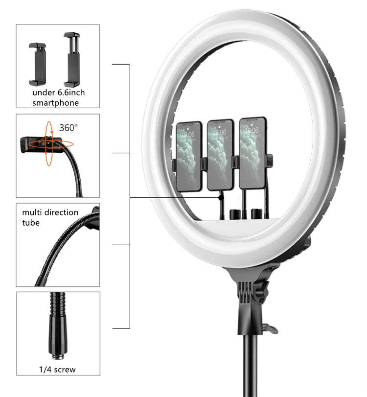 18-Inch Wheel Ring Light with Phone Holder Stand Remote Controller & Carrying Bag 1 Piece Photographic Lighting Excellent Value