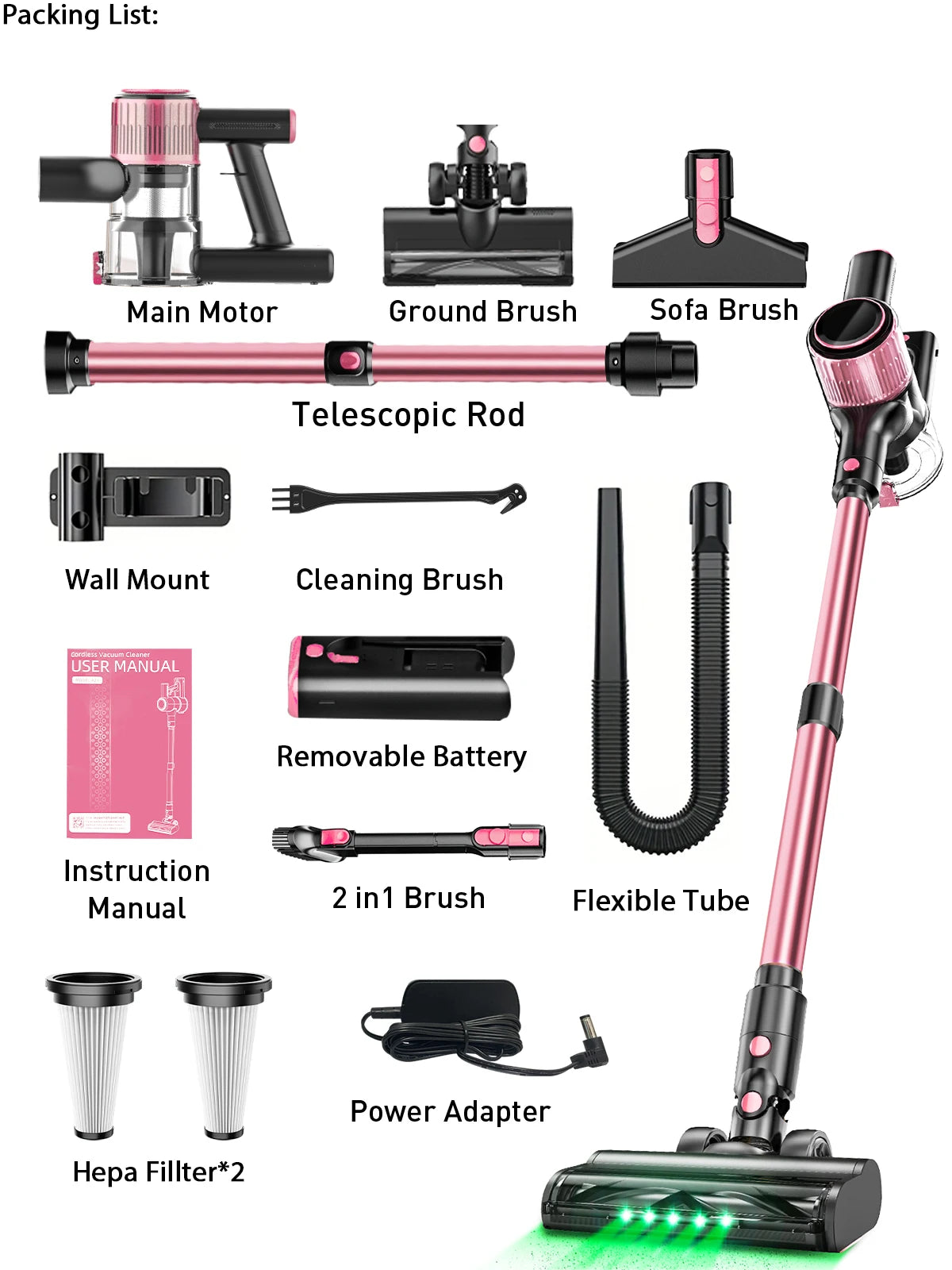 New Cordless Deep Cleaning Vacuum Cleaner Wireless Stick Vacuum for Dryer Vent for Home Hotels Cars Garage Application Battery