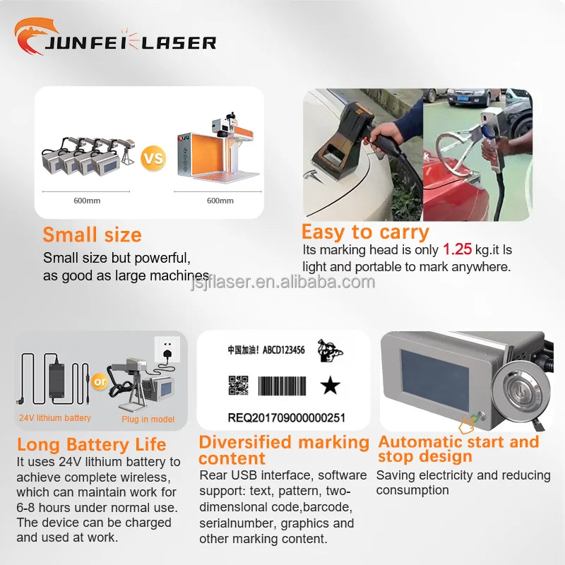 Machine de marquage laser UV portable JUNFEI 20 W/30 W/50 W, mini graveur laser, refroidissement par air pour supports métalliques DXF PLT BMP pour verre