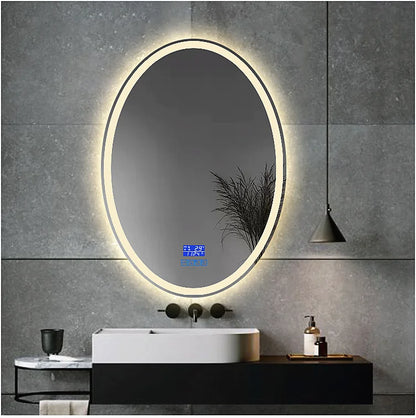 Modern LED Smart Mirror Wall-Mounted Anti-Fog Illumination with Sensor Touch Switch Convenient Use for Home Living Room Salon