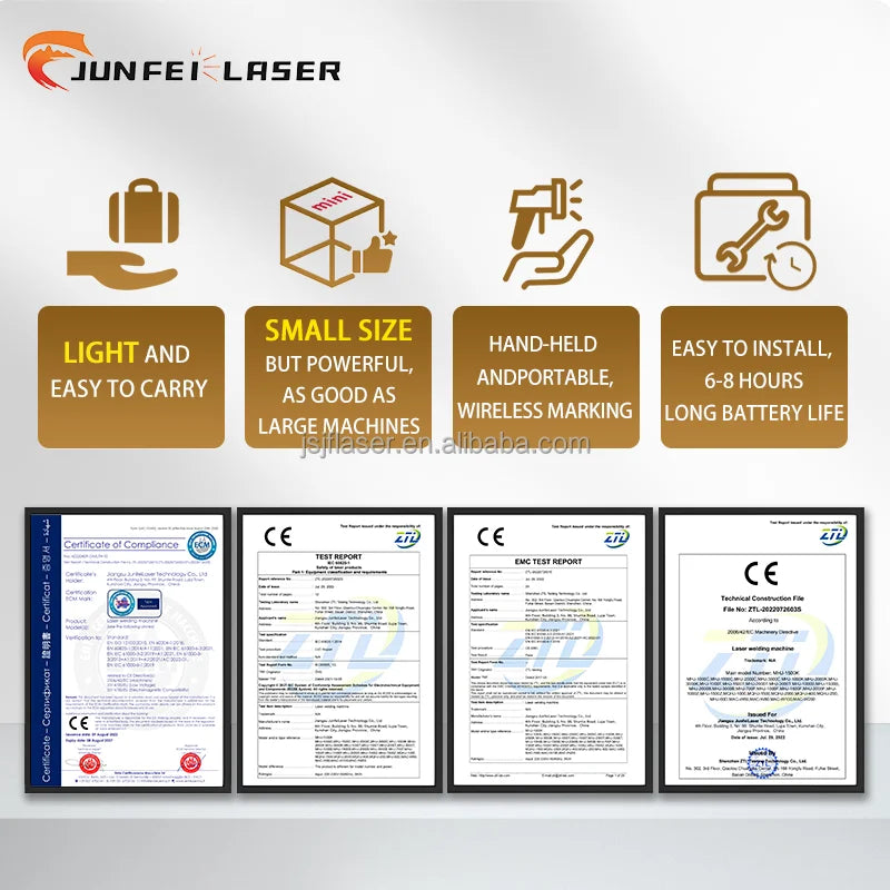 Machine de marquage laser UV portable JUNFEI 20 W/30 W/50 W, mini graveur laser, refroidissement par air pour supports métalliques DXF PLT BMP pour verre