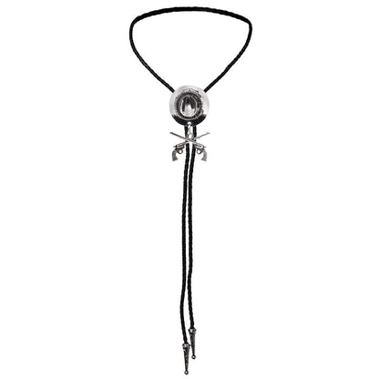 Chapeau de cowboy occidental à double pistolet, cravate bolo, accessoires de mode, cravate bolo en métal