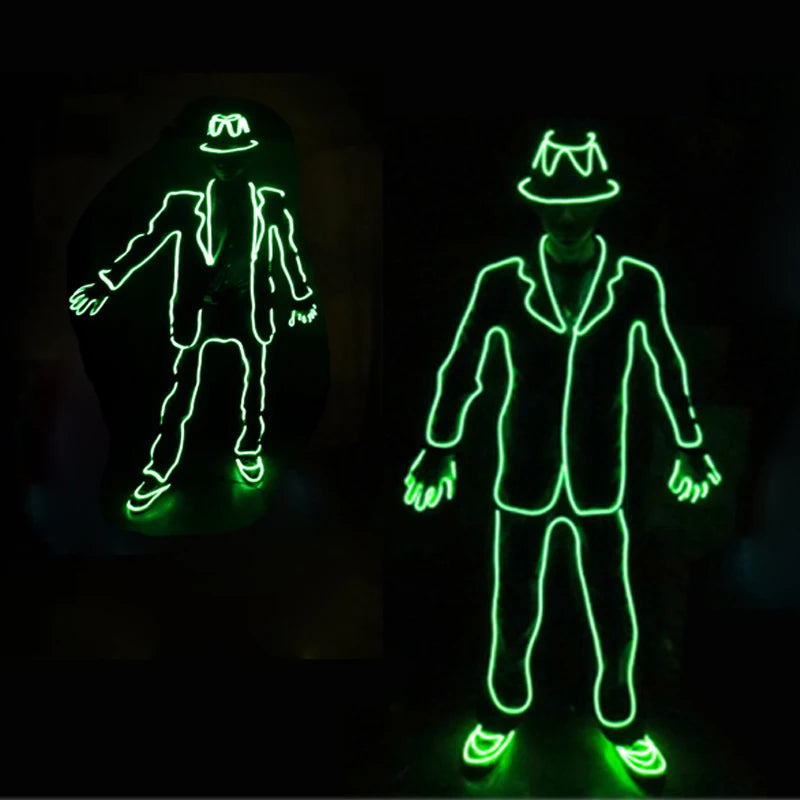 EL Suits New Fashion LED/EL Clothes Luminous Costumes Glow Dance Supplies Light Clothing Men For Holiday DIY Decoration Hot Sale