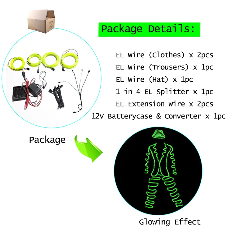EL Suits New Fashion LED/EL Clothes Luminous Costumes Glow Dance Supplies Light Clothing Men For Holiday DIY Decoration Hot Sale