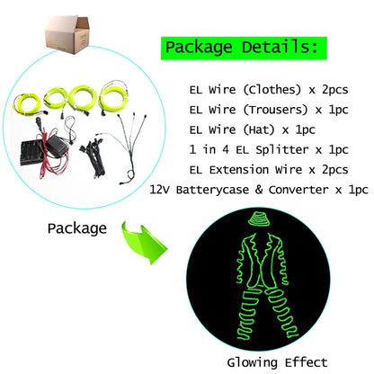 EL Suits New Fashion LED/EL Clothes Luminous Costumes Glow Dance Supplies Light Clothing Men For Holiday DIY Decoration Hot Sale