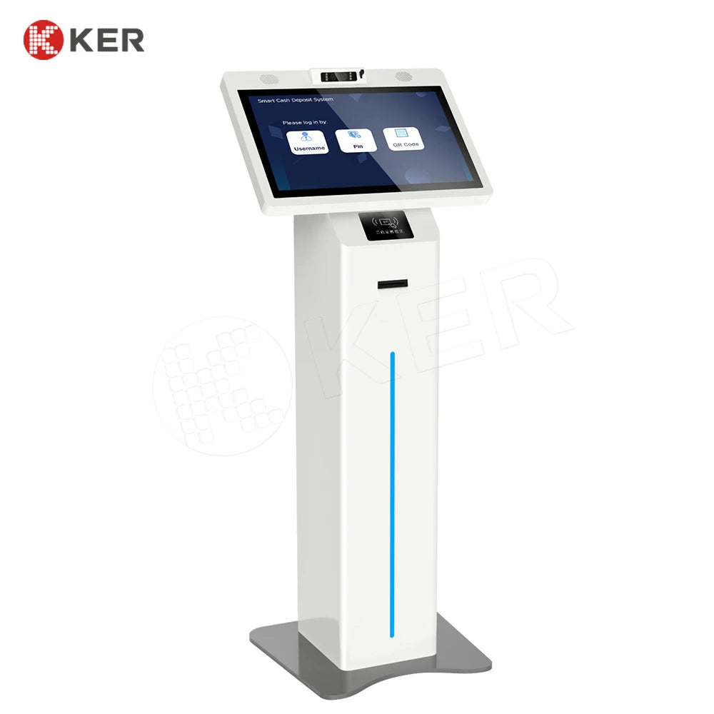 Hot Selling 18.5 Inch Android 10/11/12/13 Touchscreen SDK Barcode Reader Floor Standing Self Service Payment Print Ticket Kiosk