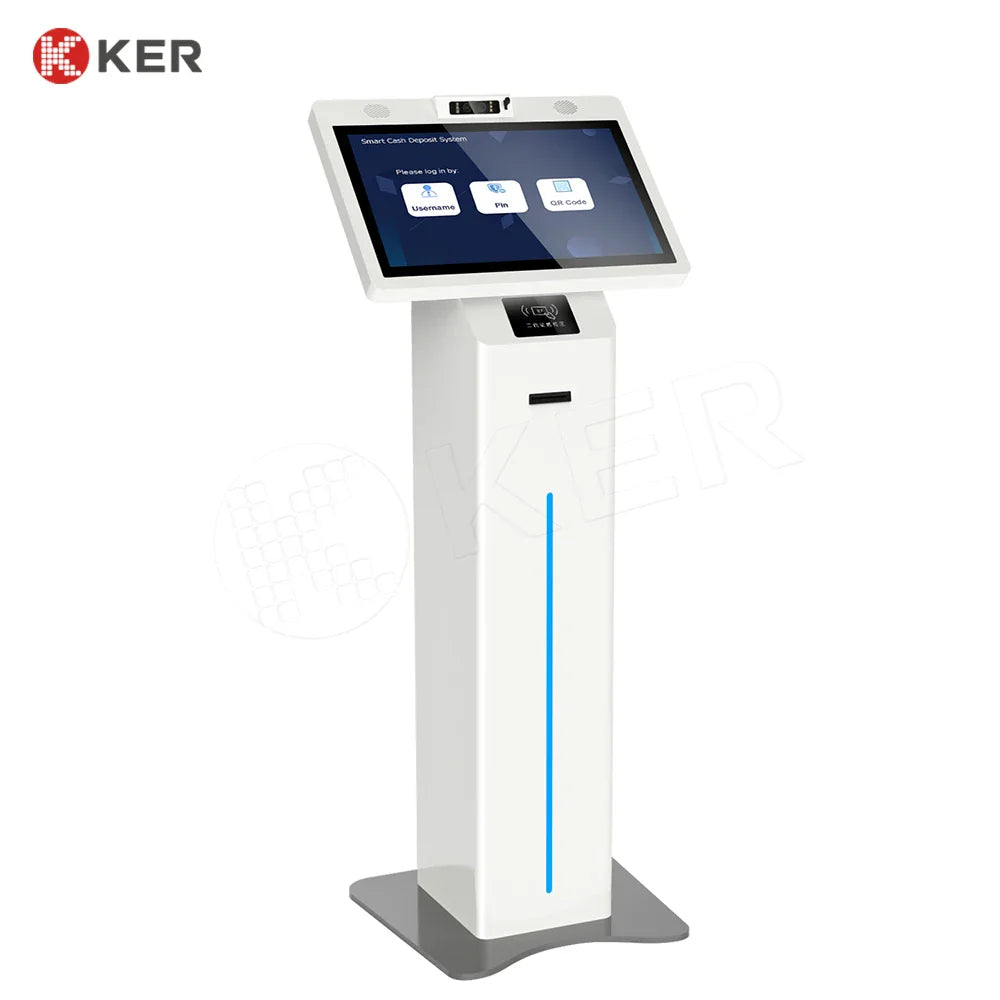 Hot Selling 18.5 Inch Android 10/11/12/13 Touchscreen SDK Barcode Reader Floor Standing Self Service Payment Print Ticket Kiosk